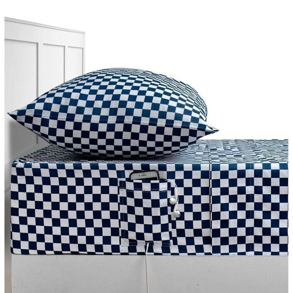 Studio 3B 300TC Cotton Cell Phone Pocket Checkered Sheet Set Full/ XL Deep Fit